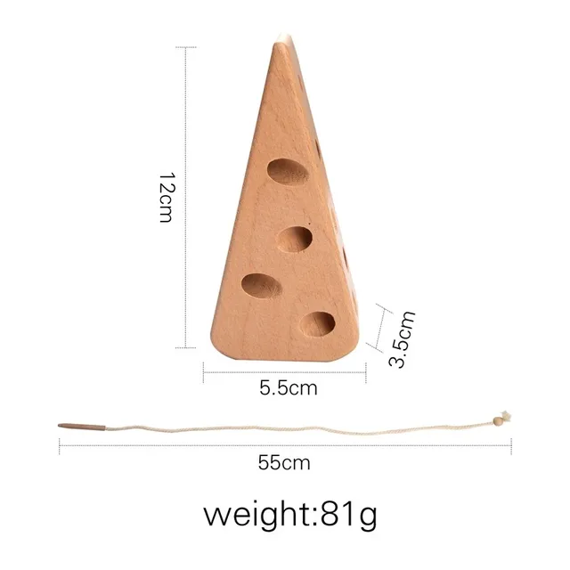 Wooden Cheese Stringing Toy for Children DIY Threading Board Lacing Beech Wooden Monterssori Toys Kids Wood Game Set Baby Gifts 6