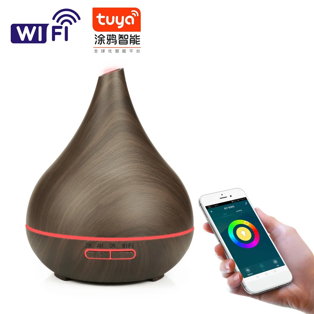 

400ml Ultrasonic WiFi Air Humidifier aroma essential oil diffuser wood aromatherapy cool mist maker fogger