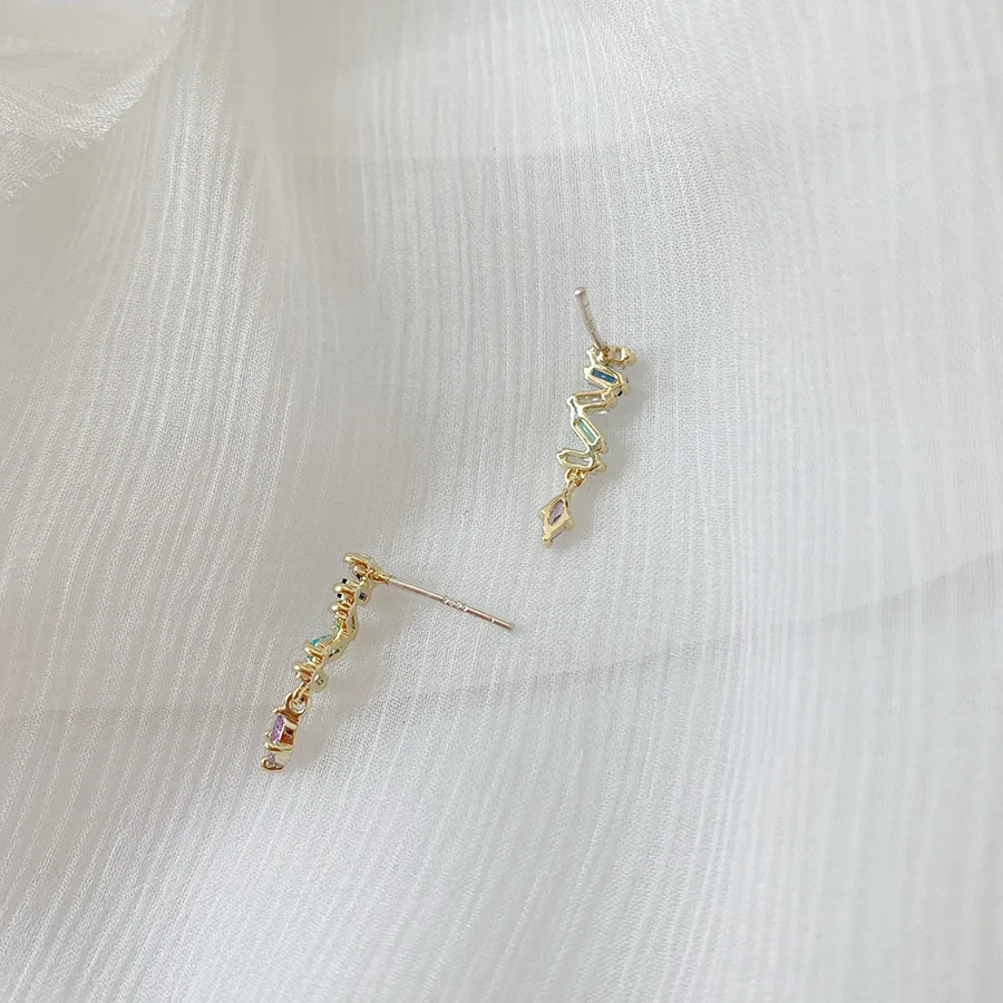 Einfache Schlangen-Ohrstecker aus 925er-Sterlingsilber für Damen, Pavé-Kristall, Quasten-Ohrringe, Hochzeit, Temperament, Schmuck, Freundschaftsgeschenk – Detail 6