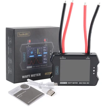 

High quality ToolkitRC WM150 Wattmeter 150A 50V Motor Power Meter High Precision PPM Signal Output Tester