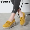 2022 Spring Women Flats Shoes Platform Sneakers Slip On Flats Leather Suede Ladies Loafers Casual Shoes Women loafers shoes ► Photo 2/6