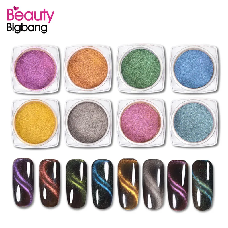 3D пудра для ногтей BeautyBigBang кошачий глаз 1 г волшебный блеск УФ гель маникюра