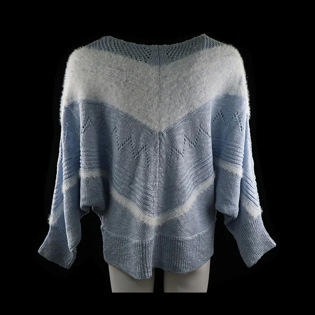 Модный женский свитер с О-образным вырезом, симметричный v-образный узор, теплый зимний Свободный вязаный пуловер, топ, женские свитера, зимний женский свитер