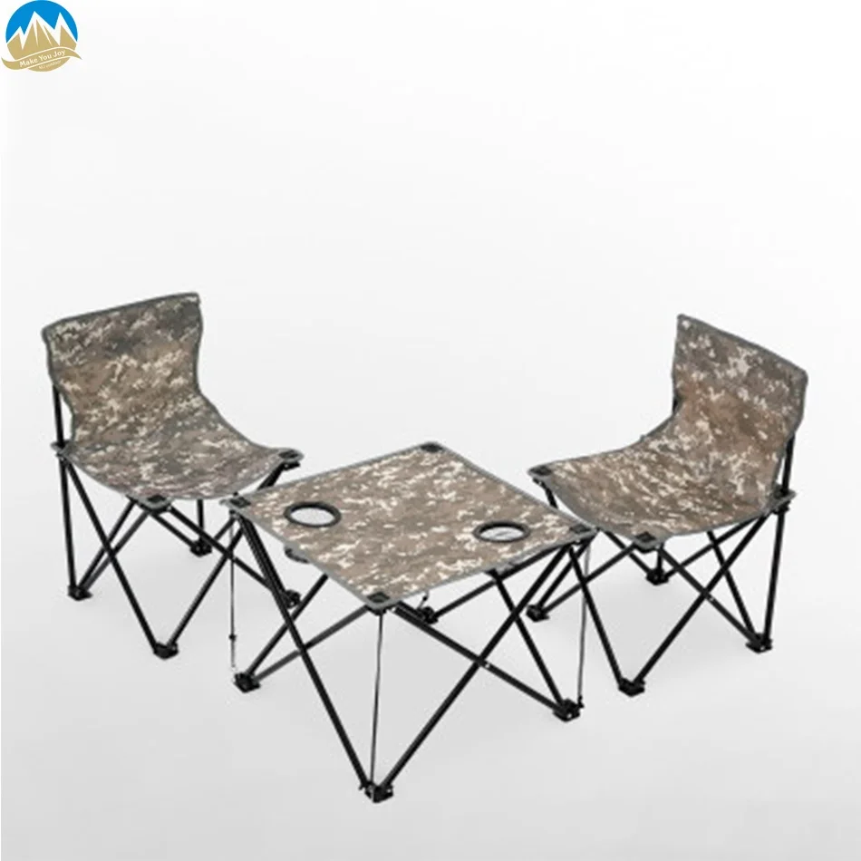 Camouflage MYJ Набор стульев для кемпинга, настольный набор с подстаканником, портативный уличный Настольный Набор стульев с сумкой для переноски, для спортивных мероприятий, пляжа - Цвет: Camouflage