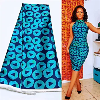 

Latest african wax pattern satin silk fabric for dress creative Digital print wax satin silk fabric 5 yards/lot LY092002
