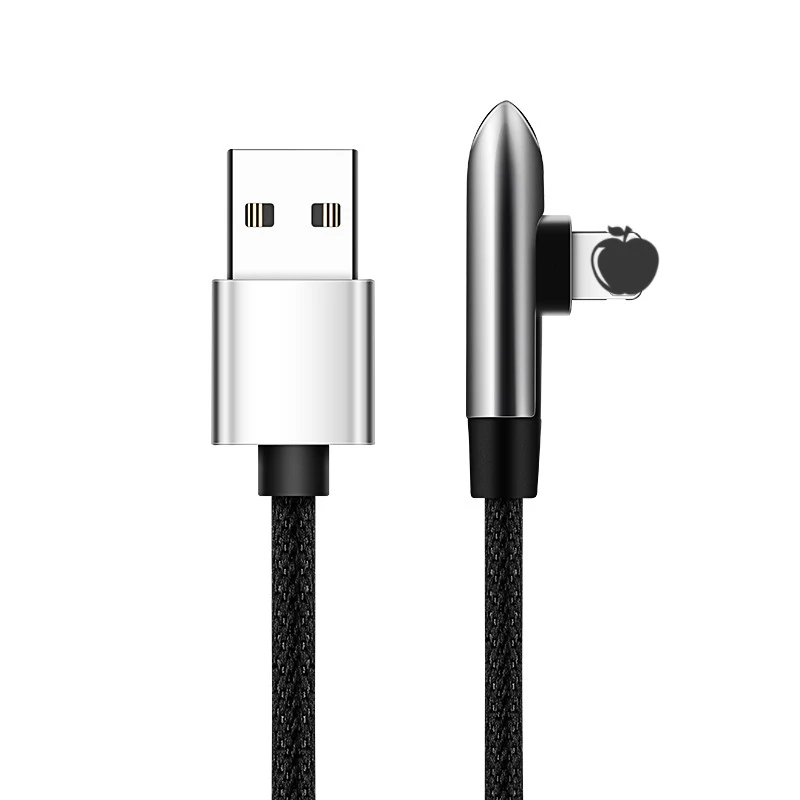 

90 Degree USB Data Charger Fast Cable for iPhone X XR XS MAX 5 5S SE 6 S 6S 7 8 Plus iPad Phone Cord Charge