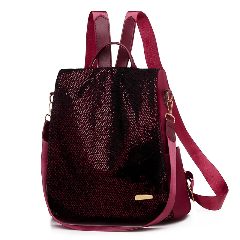 

Cross Border 2019 New Style Korean-style Fashion Sequin Backpack Women's Oxford Cloth Anti-theft Backpack Fashion Manufacturers