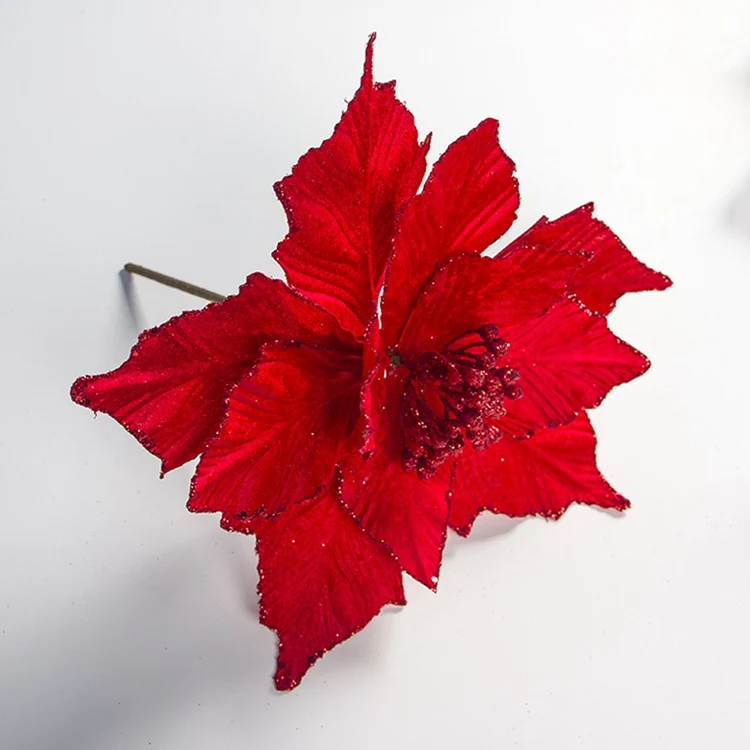 Christmas Red YORIWOO, искусственные цветы к Рождеству, искусственные цветы, рождественские украшения для дома, украшения для рождественской елки, счастливый год - Цвет: Christmas Red