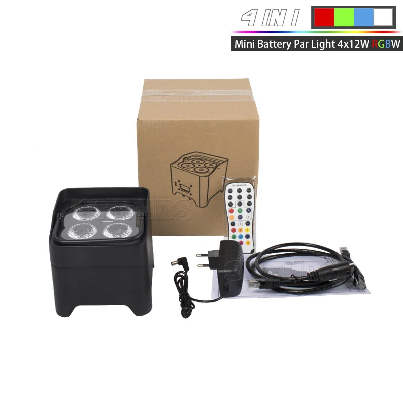 Battery 4x12W 4in1 4x18 Вт RGBWA UV 6в1 светодиодный светильник на батарейках беспроводный Par Светильник Wifi и ИК-пульт дистанционного управления DMX Up светильник ing DJ Wash Disco Свадебная сцена - Цвет: Battery 4x12W 4in1