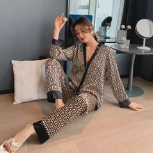 Net red explosion luxury silk women's Pajama Set sexy retro breathable home clothes fashionable and comfortable Pajama women