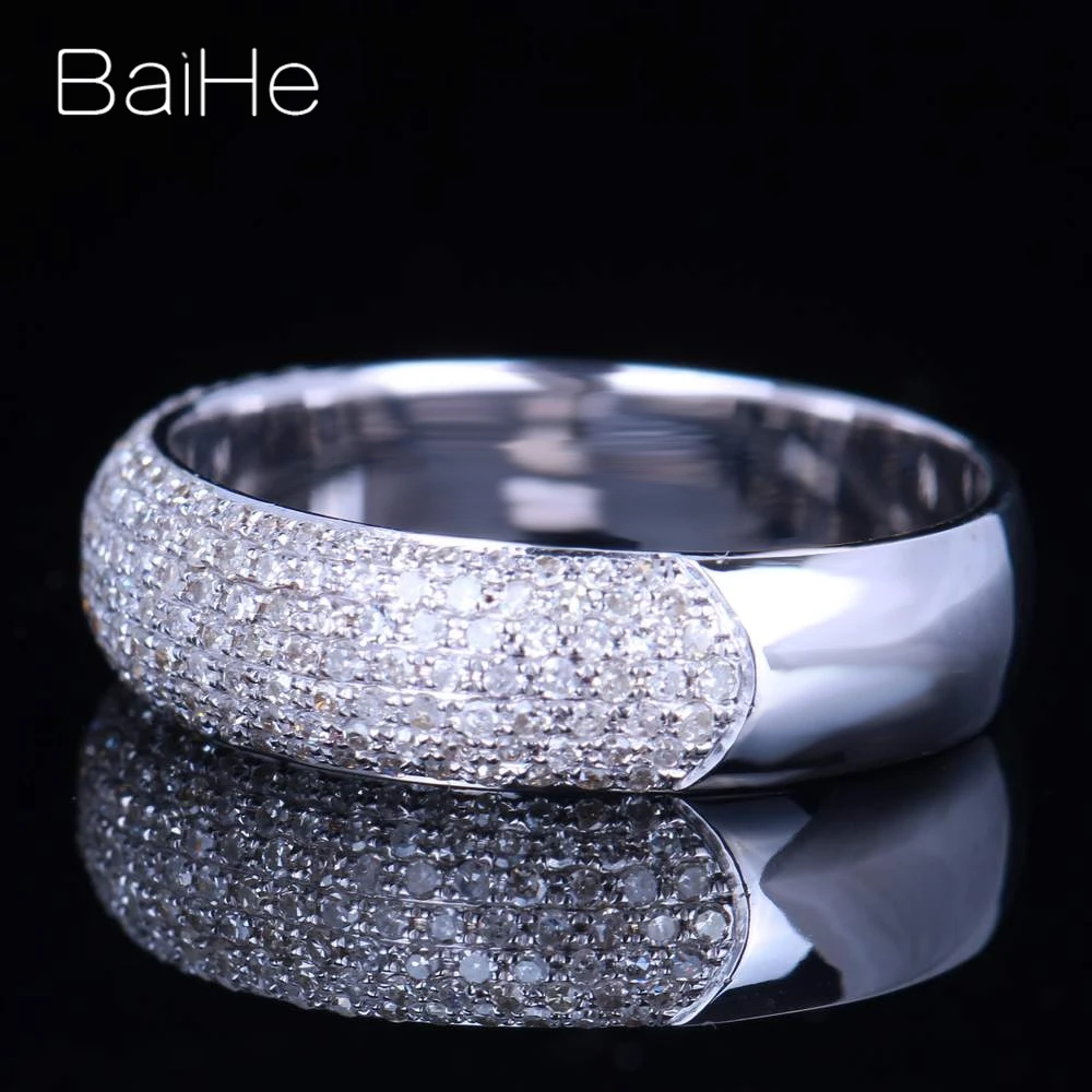 BAIHE Стерлинговое Серебро 925 0.55CT сертифицированное H/SI круглое ограненное натуральное бриллиантовое обручальное ювелирное обручальное женское Подарочное кольцо