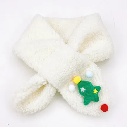 Рождественский шарф, зимний детский шарф для мальчиков и девочек, детский шарф с меховым воротником, теплые аксессуары на Рождество, Подарочный шейный платок - Цвет: Sherpa White