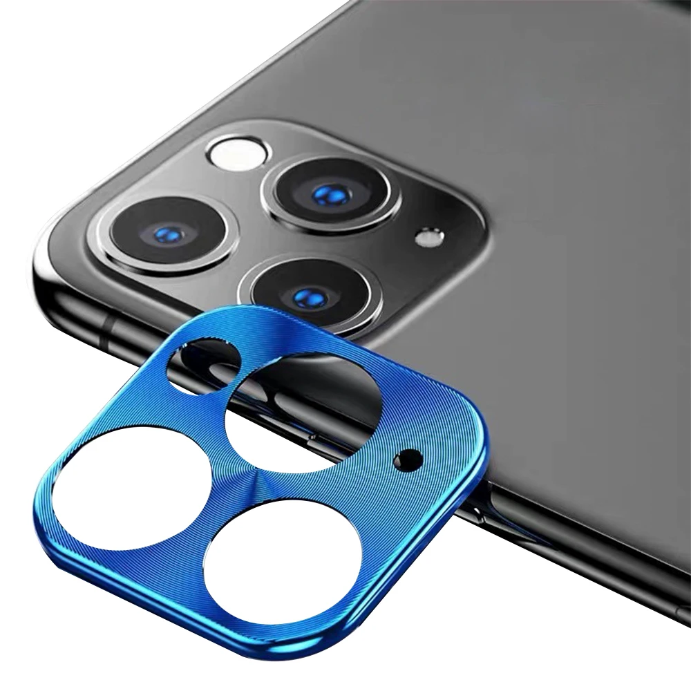 Темно-синий Для iPhone 11Pro Max полное покрытие металлическая защитная пленка для объектива камеры тонкая пленка новейшая защитная пленка для экрана телефона тонкая - Цвет: Темно-синий