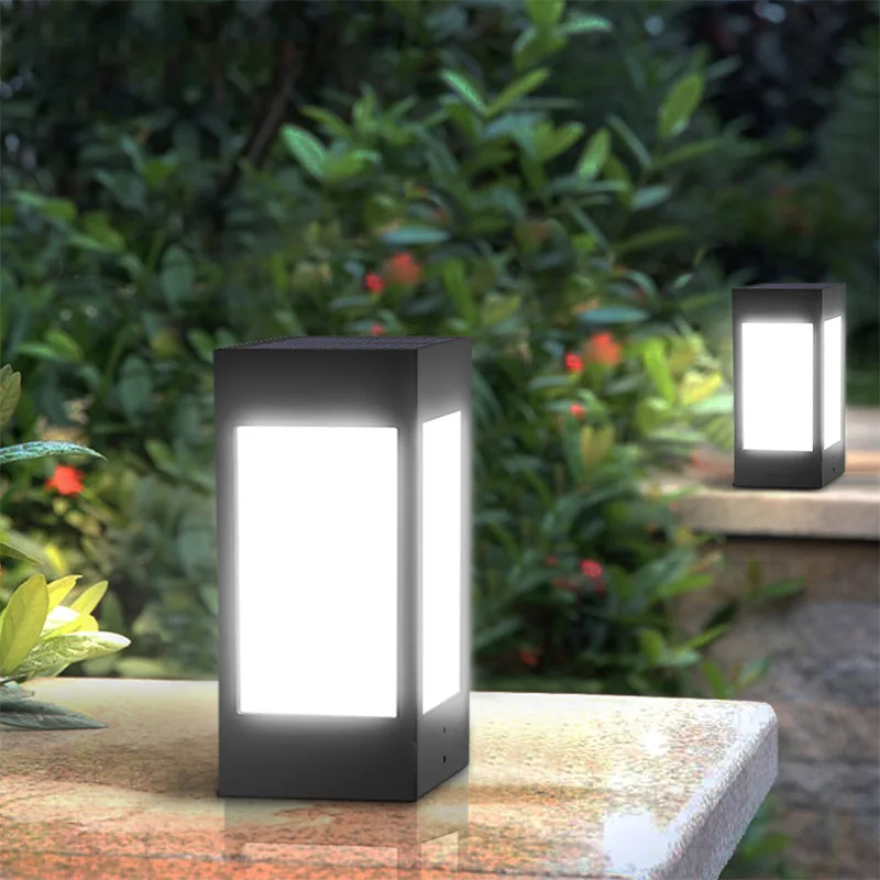 Solar Column Courtyard Light Garden Villa Square Head Sun Power Outdoor Led Lamp Waterproof New Rural Landscape for Gate Street pure white pu jewelry display counter showcase earring necklace watch display holder square column cosmetic show display stand