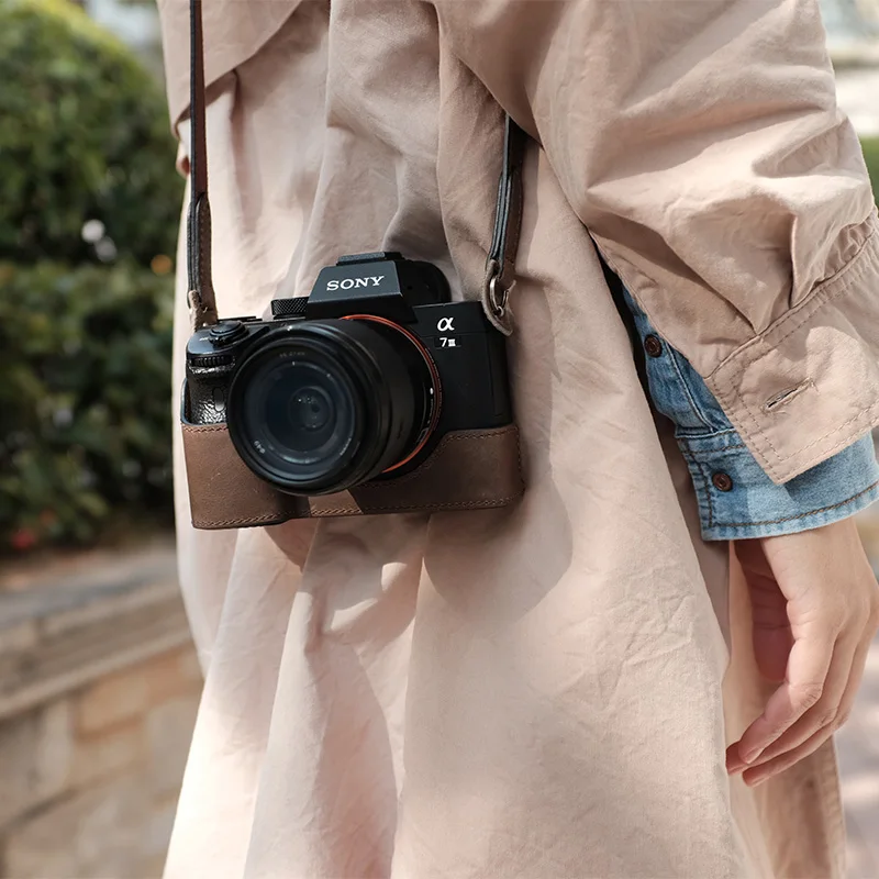 

Sony a7r4 holster camera bag leather Sony a a92 protective cover handle base half set