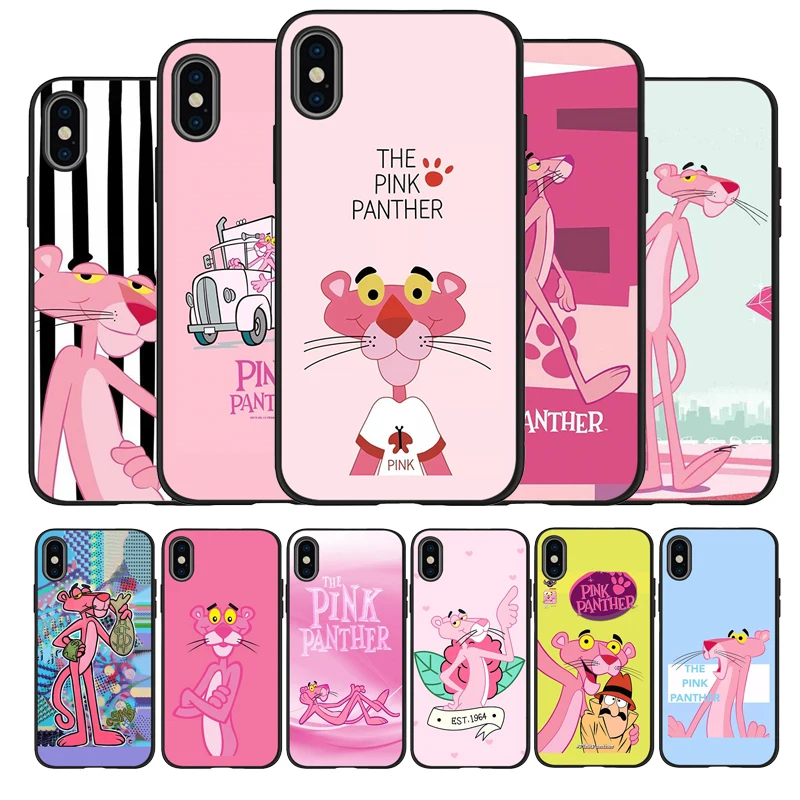 Lovely Pink Panther black Silicone Phone Case For iPhone 12 XR XS Max 5 5S SE 2020 6 6S 7 8 PLUS X 11Pro 11 Cover | Мобильные