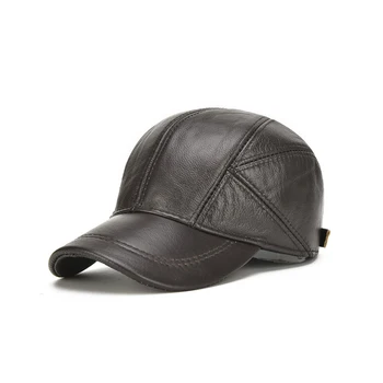 

Adjustable Vintage Adult Travel Soft Autumn Winter Warm Driving Solid Baseball Cap Sports Sun Hat PU Leather Outdoor