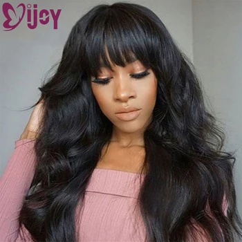 

Loose Deep Human Hair Wigs With Bangs Full Machine Made Wigs For Black Women Non-Remy Brazilian Human Hair Wig IJOY