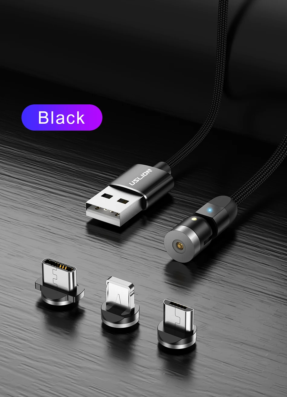 USLION Магнитный кабель usb type C Магнитный зарядный Micro usb кабель для iPhone samsung usb c Быстрая зарядка зарядный провод