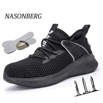 

NASONBERG Spring and Summer Anti-Smashing Work Safety Shoes Breathable Steel Toe Work Boots Construction Safety Work Sneakers