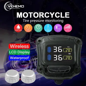 

Vehemo 2PCS Sensor TPMS Tire Pressure Monitoring System Tire Pressure Alarm Motorbike Tire Pressure Monitoring USB Interface