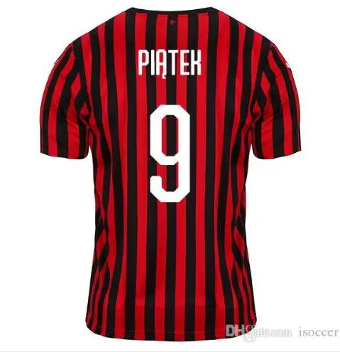 Горячая Распродажа 19 20 AC milan Футбольная Футболка PIATEK PAQUETA SUSO CALDARA CUTRONE ROMAGNOL S. CASTILLEJO AC футбольная рубашка - Цвет: home