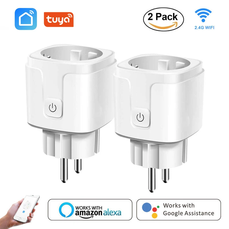Adaptador de enchufe WiFi inteligente 16A Control remoto de voz toma de corriente de Monitor función de sincronización trabajo con Alexa Google Home Tuya