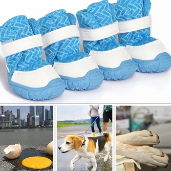 

Anti-slip Dog Shoes Boots S-XXL Size Dog Shoes Pink Black Blue Breathable Dog Paw Protector 4 Pcs/lot