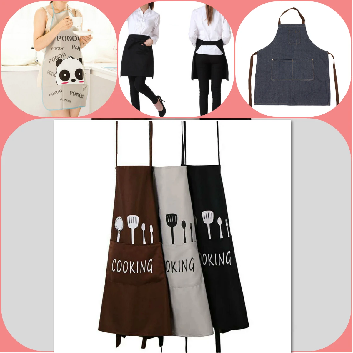 

1Pcs Fashion Lady Women Men Adjustable Kitchen Apron For Cooking Baking Restaurant With Pockets