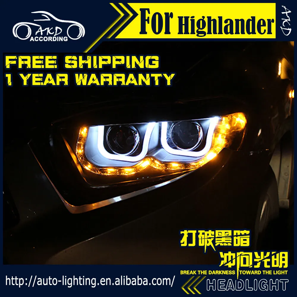 AKD Car Styling Head Lamp for Toyota Highlander LED Headlight 2007-2011 Kluger DRL H7 D2H Hid Option Angel Eye Bi Xenon Beam | Автомобили