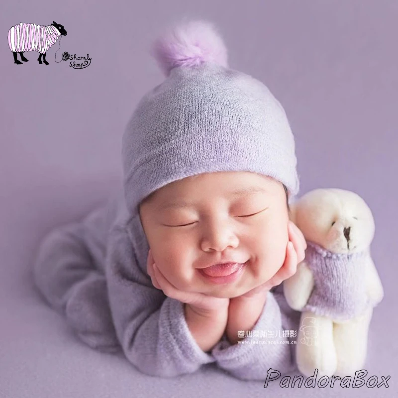 3Pcs/Set Newborn Baby Boy Girl Cartoon Hat+Rompers Photography Props Infant fotografia Accessories Baby Photo Shoot Outfits Prop