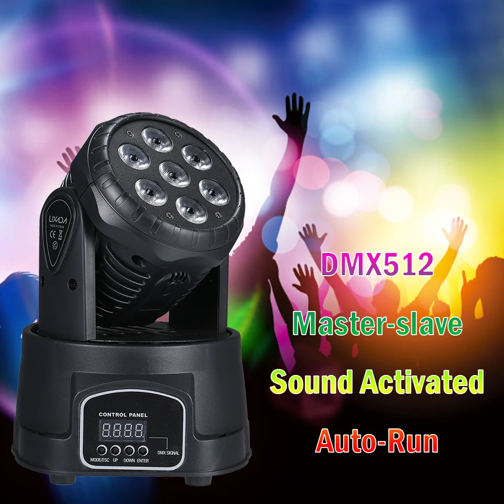 Движущаяся голова 70 Вт звуковые Вечерние огни 7 светодиодов DMX512 сценический свет