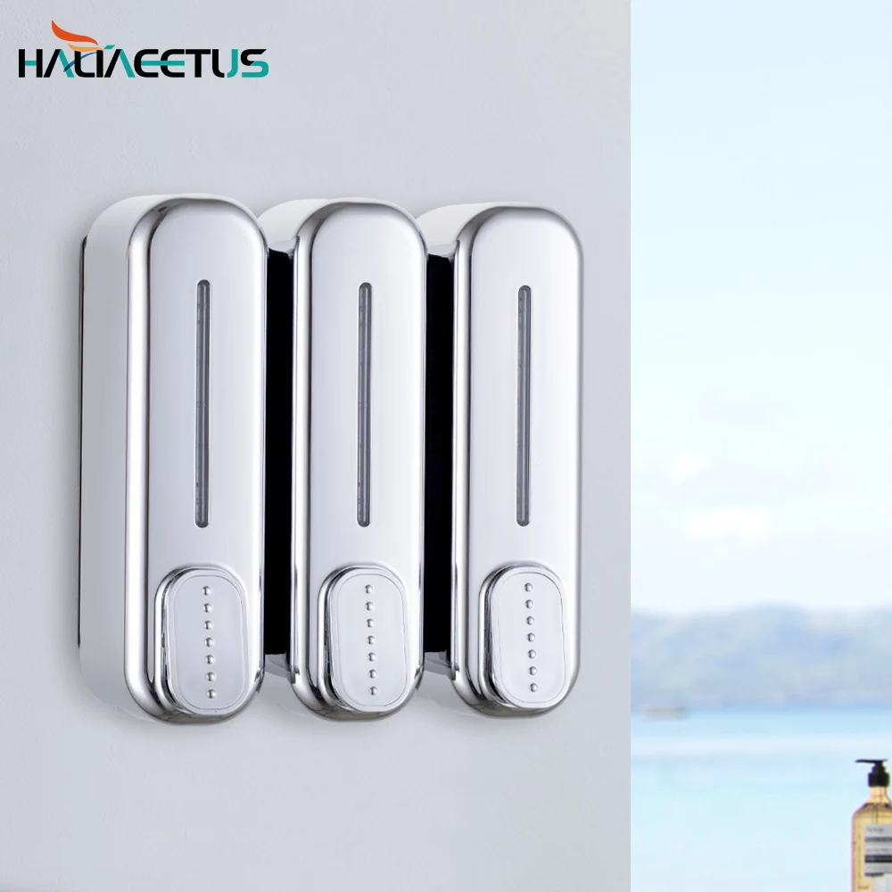 Hand Sanitizer Shower Shampoo Dispenser Mounted Triple Plastic Soap Dispenser Liquid Soap Container Bathroom Soap Dispenser Wall photo
