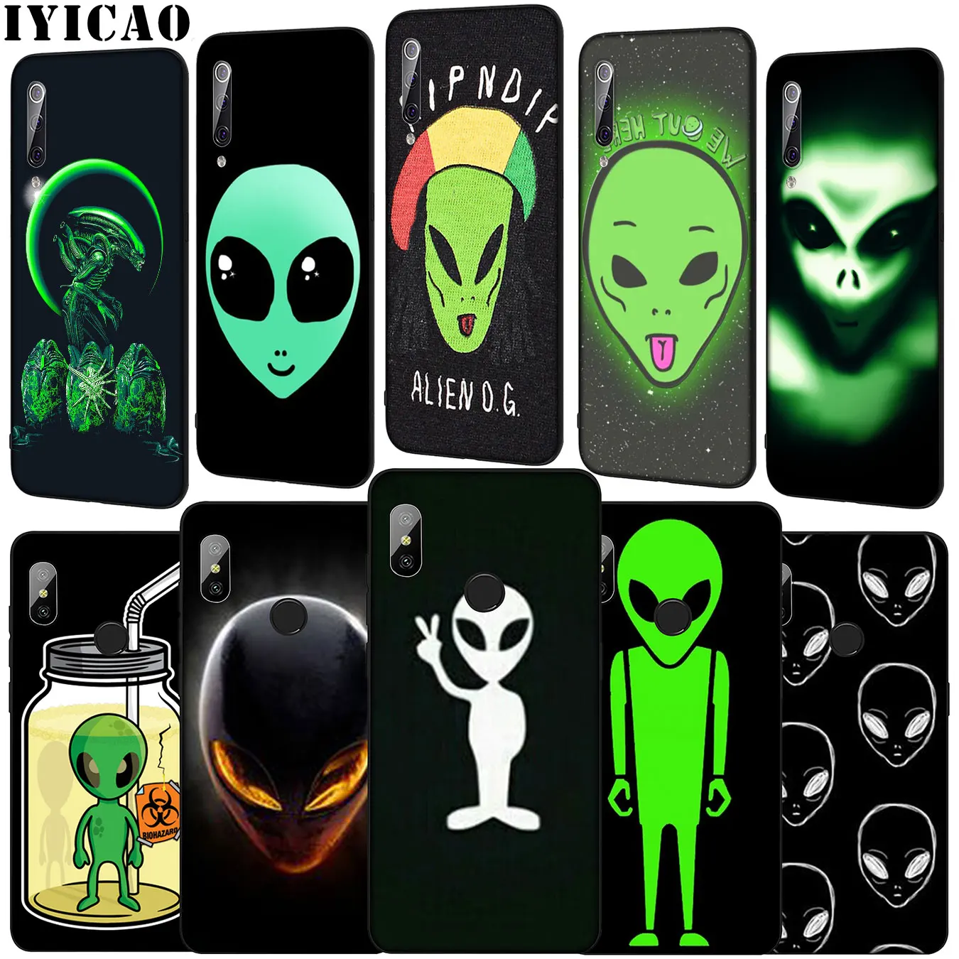 IYICAO Cool Alien funny Cute Soft Phone Case for Xiaomi Mi 10 9 9T A3 Pro CC9 CC9E 8 SE A2 Lite A1 6 pocophone f1 Mi9 |