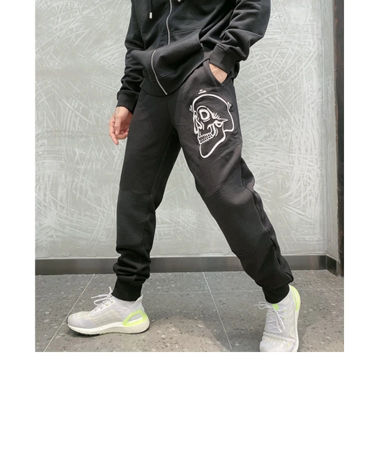 Alex Plein Sweatpants Skulls Embroidery Track Pants Mens Fashion Streetwear Hip Hop  Men Clothing Leisure Wear 100% Cotton 2021 sports trousers for men