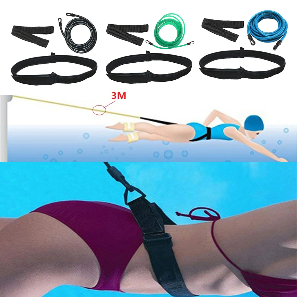 Swimming Resistance Belt Swim Training Band Swim Elastic Exerciser Belt with One Waist Strap One mesh Storage Bag