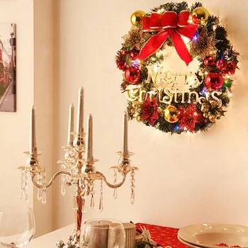 

Christmas Wreath Artificial Plant Circle Simulation Garland Led Light Fake Flower Deco Living Room Home Christmas Props Supplies