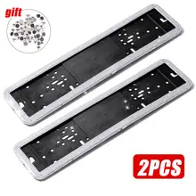 2 Stuks Voor Achter Auto Nummerplaat Frame Acryl Rvs Crystal Diamonds Eu Nummerplaat Frame Nummerplaat Houder