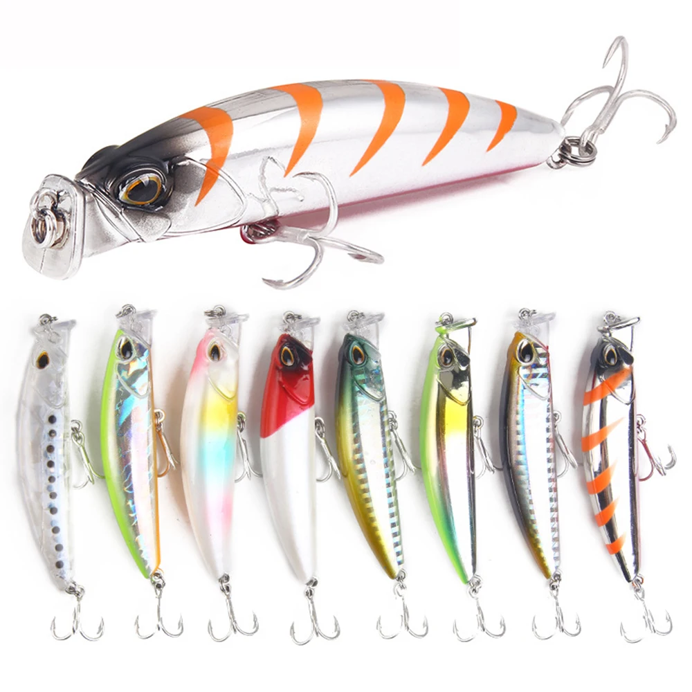 

1pcs Fishing Lures 8cm 10g Artificial Bait 3D Eyes POPPER Plastic Hard Bait Fishing accessories
