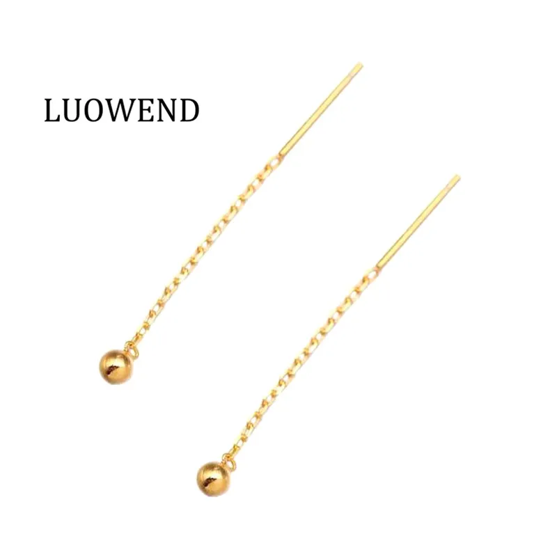LUOWEND 18K однотонные желтые/розовые золотые (AU750) женские серьги-подвески для