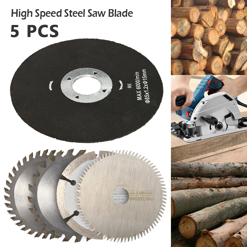 

5pcs 85mm HSS Dremel Cutter Steel Saw Blade For Power Tool Bore Diameter 15mm Circular Cutting Blades Woodworking Hacksaw Blade