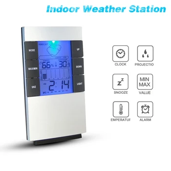 

Digital Alarm Clock Hygrometer Electronic Thermometer Time Calendar Clocks Desk Table Display Large Display Clock With Backlight