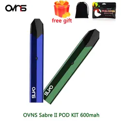 OVNS Sabre II Pod Kit встроенный 600 мАч Pod система комплект с 1,5 мл емкость картриджа и Ом двойной ON-S ватной катушкой vs w01 Vaping