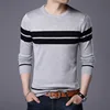 Autumn Men's Knitted Sweater t shirt Comfy O Neck Long Sleeve Pullover Stripe Patchwork Jumper Casual Bottoming shirt for Winter ► Photo 3/5