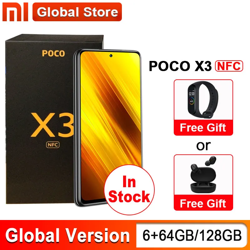 Глобальная версия смартфона Xiaomi POCO X3 NFC 6 Гб 64 Гб/6 ГБ 128 Snapdragon 732G 64MP камера 5160 мАч 33