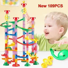109 шт. DIY мраморный трек бегать лабиринт мяч трек строительные блоки креативный туннель из труб Блоки строительные игрушки для детей Подарки