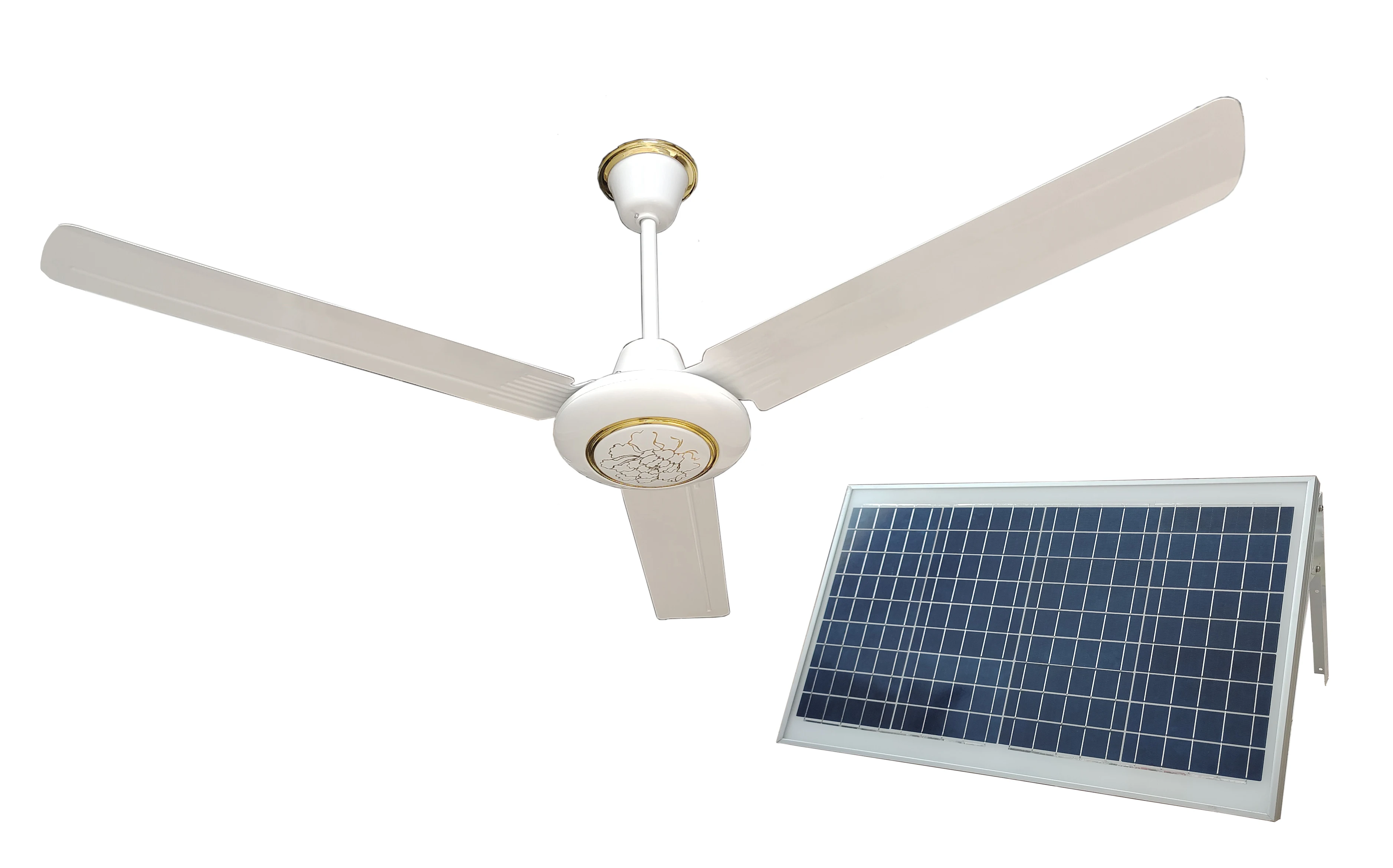 56" Inch Solar Ceiling Fan 40w Solar Panel For Pergola Gazebo Shelter