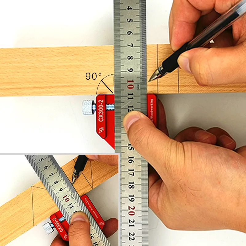 45-90 градусов деревообрабатывающий угол писец линейка плотник высота ДАТЧИК локатор стальная линейка Регулируемый фиксированный блок DIY измерительный инструмент