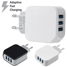 Зарядное устройство для телефона, портативное быстрое зарядное устройство, адаптер с 3 портами, универсальное зарядное устройство 5 в 3,4 а для путешествий, быстрое зарядное устройство, штепсельная вилка европейского стандарта