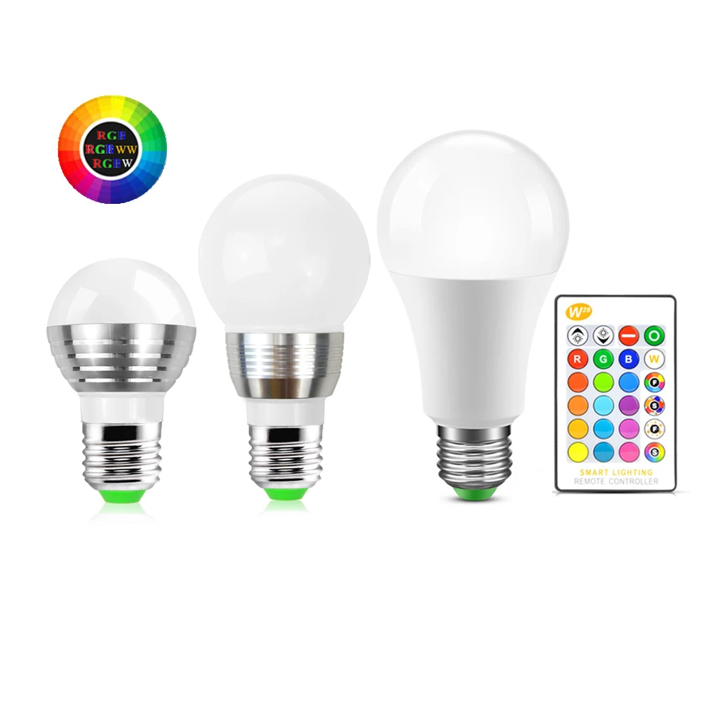

E14 E27 RGB LED Bulb 5W/7W With IR Remote Control Light Indoor Home Decor Smart IC Lighting Lamp